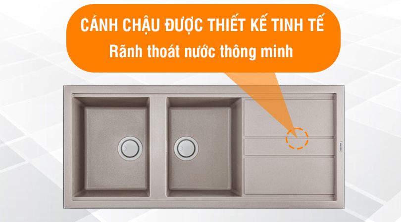 Chậu rửa chén Malloca - Thiết kế xả tràn thoát nước thông minh